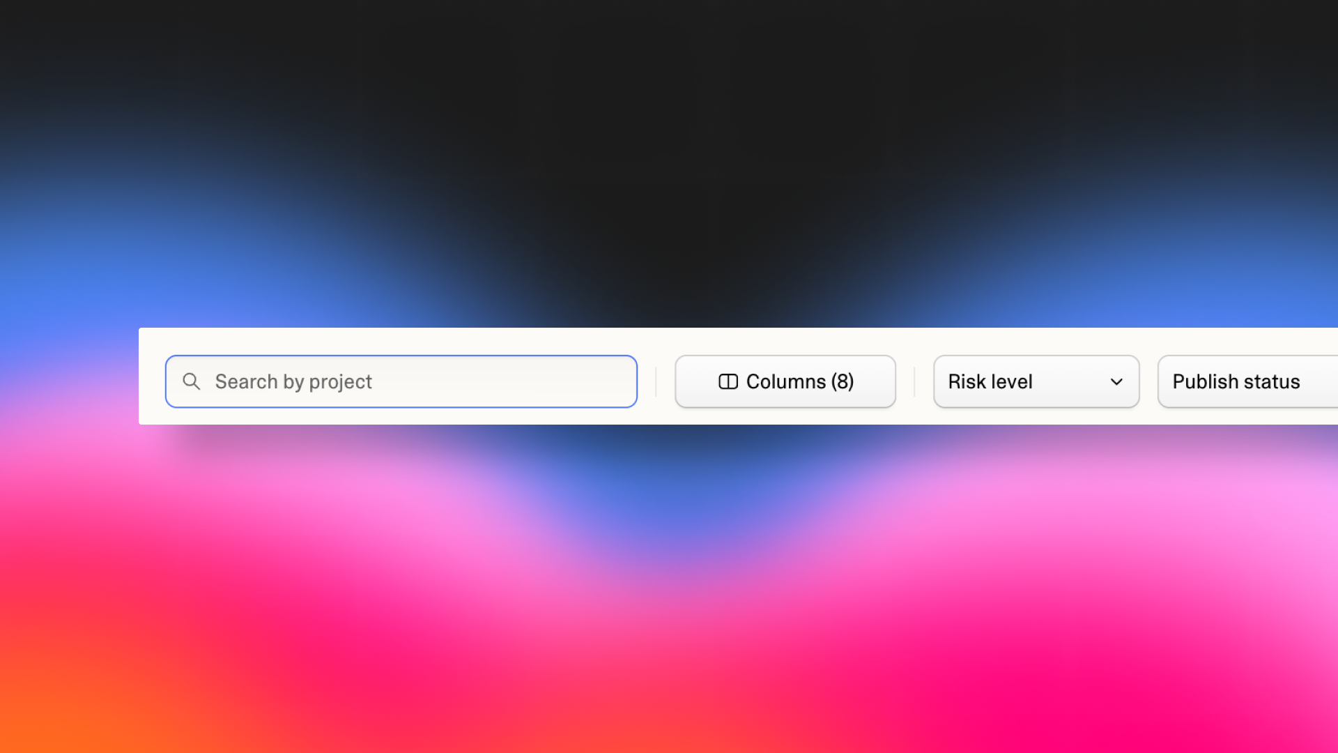 Workspace Insights filters and project table