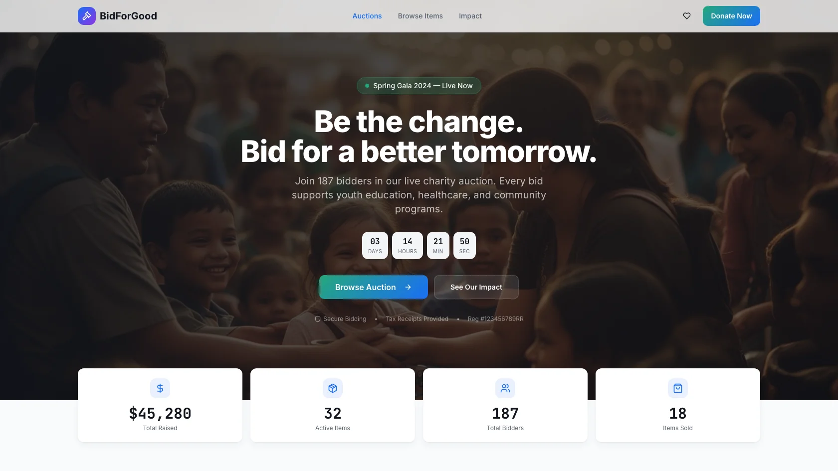 Charity Auction Site — ecommerce template preview