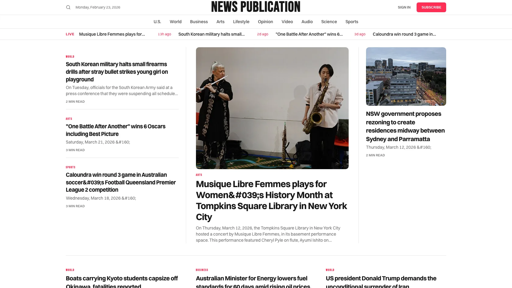 Subscription News Site template preview