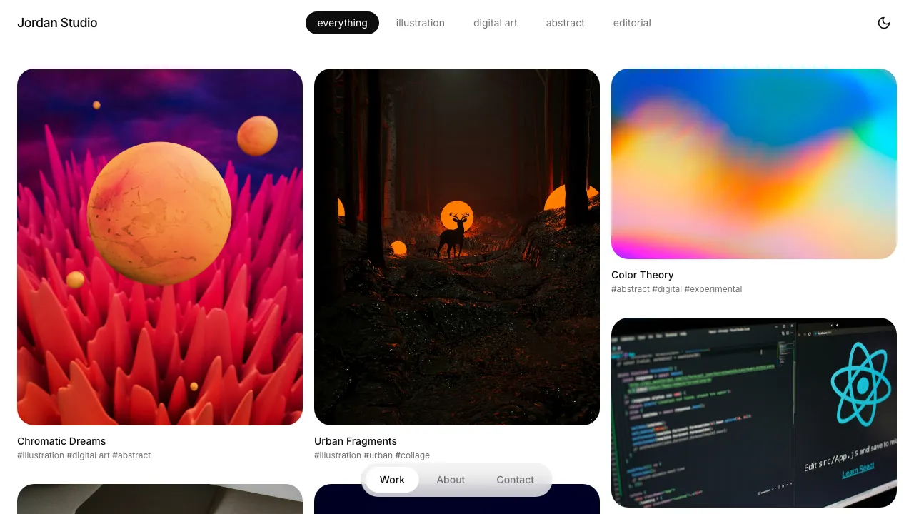 Masonry Artist Portfolio — portfolio template preview