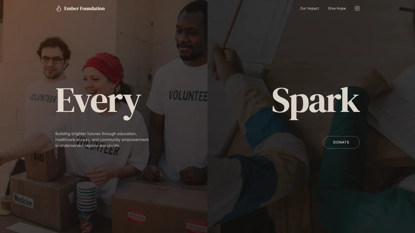 Editorial Charity Site — services template preview