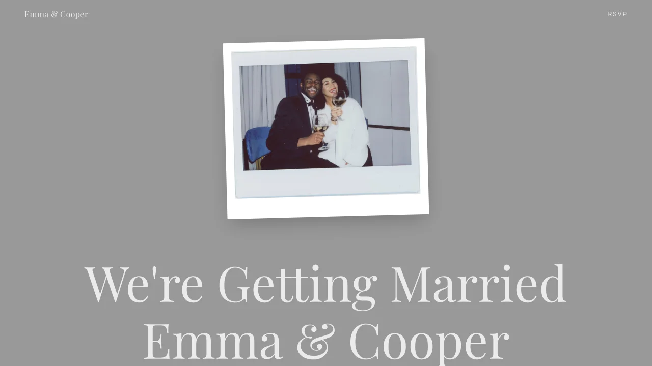 Monochrome Wedding Site — events template preview