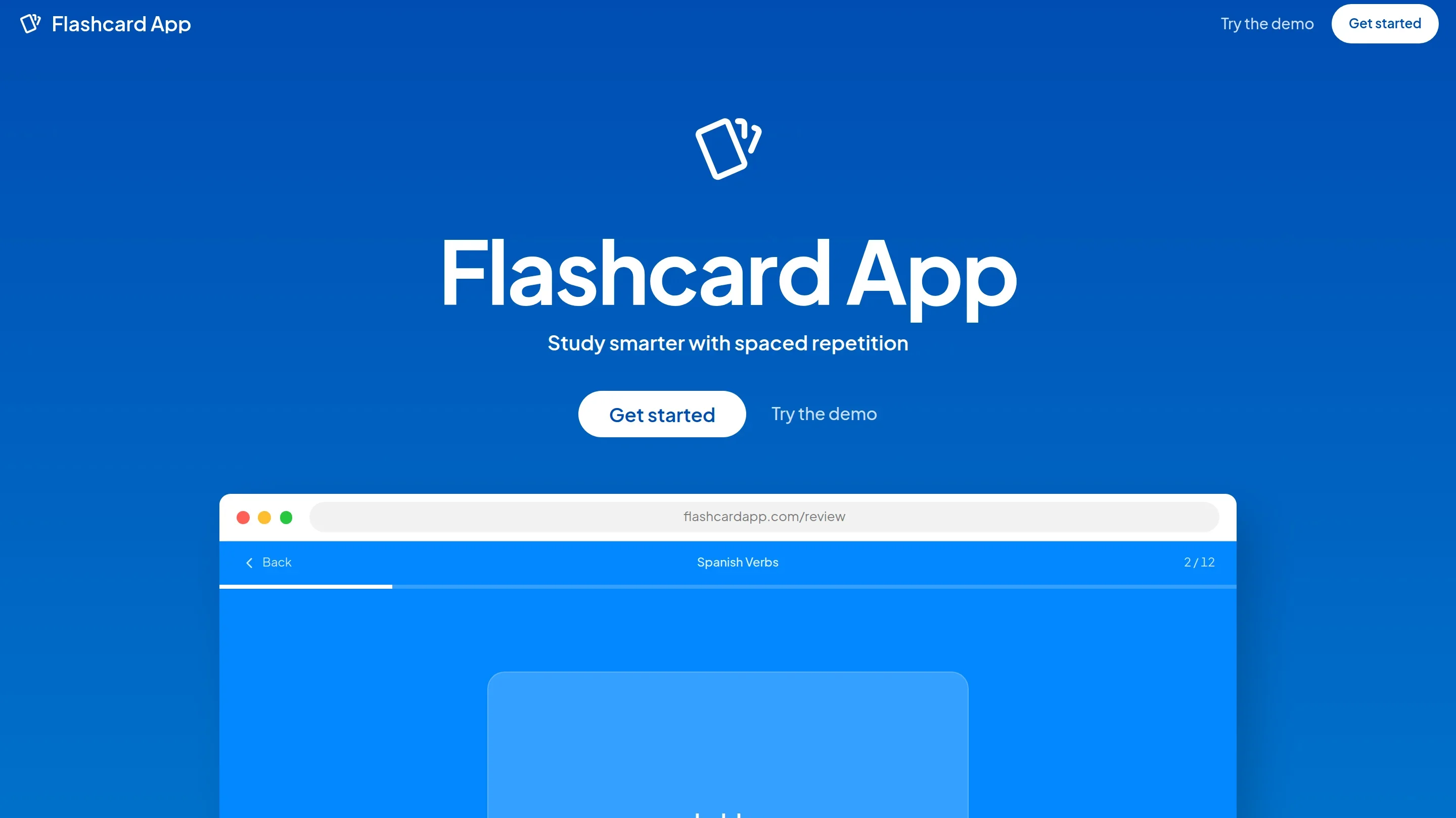 Vista previa de la plantilla Flashcard App