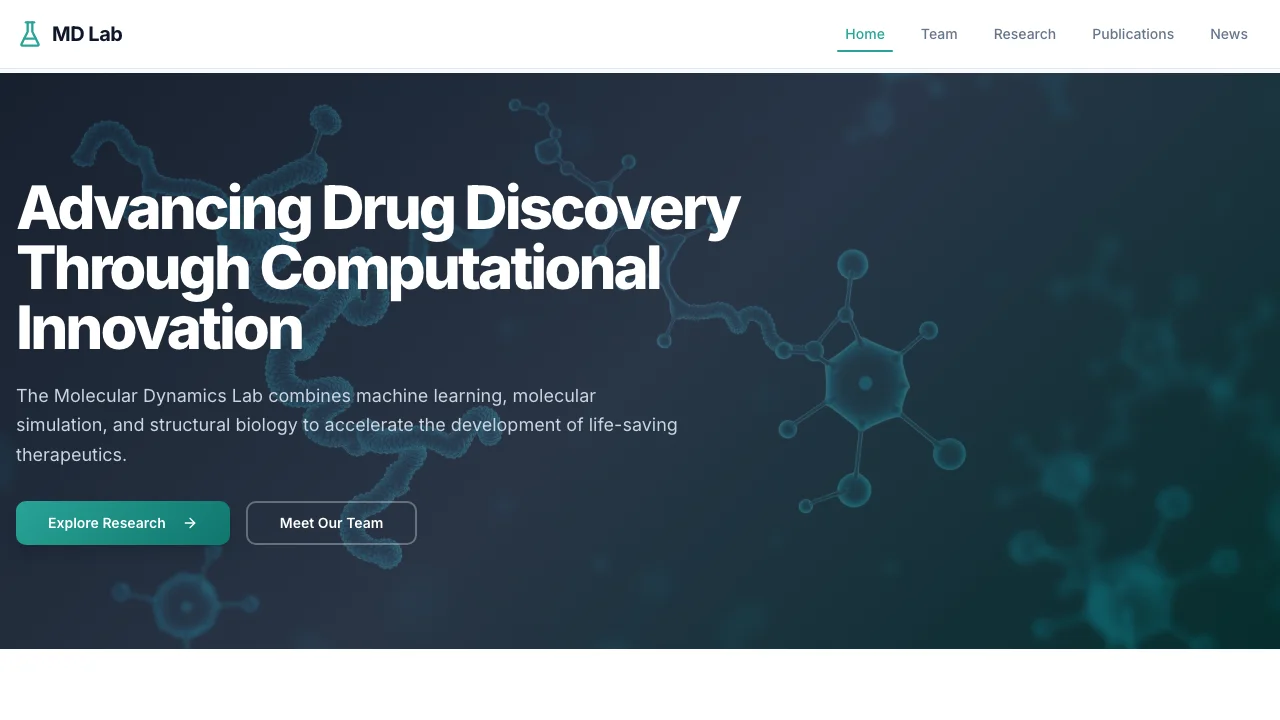 Research Lab Site — editorial template preview