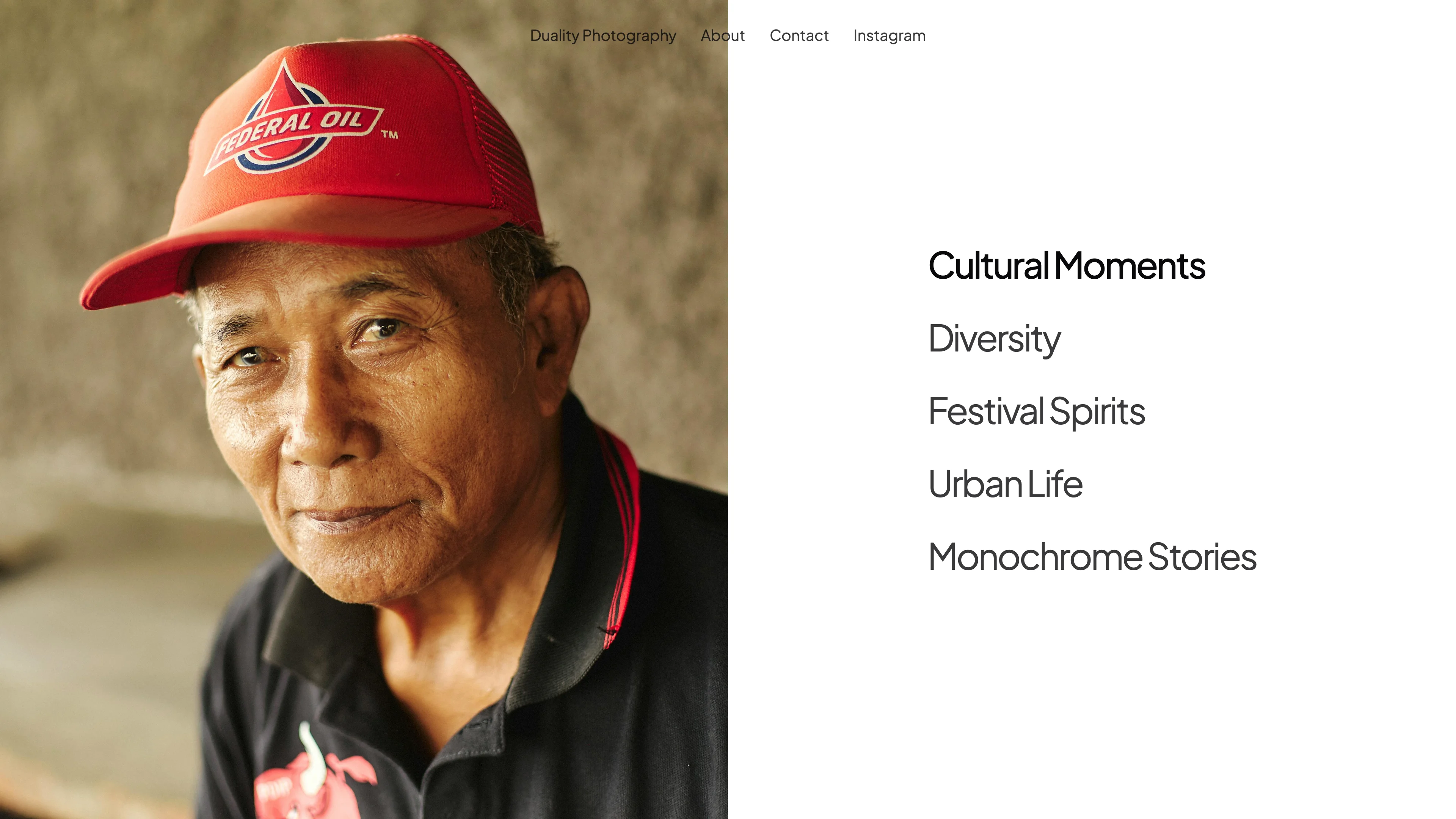 Split-Screen Photo Site — portfolio template preview