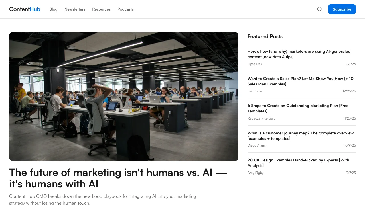 B2B Content Hub — editorial template preview