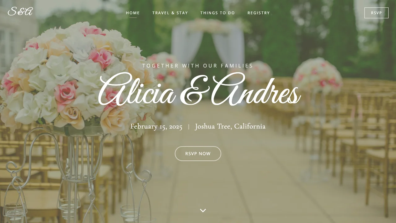 Desert Wedding Site — events template preview
