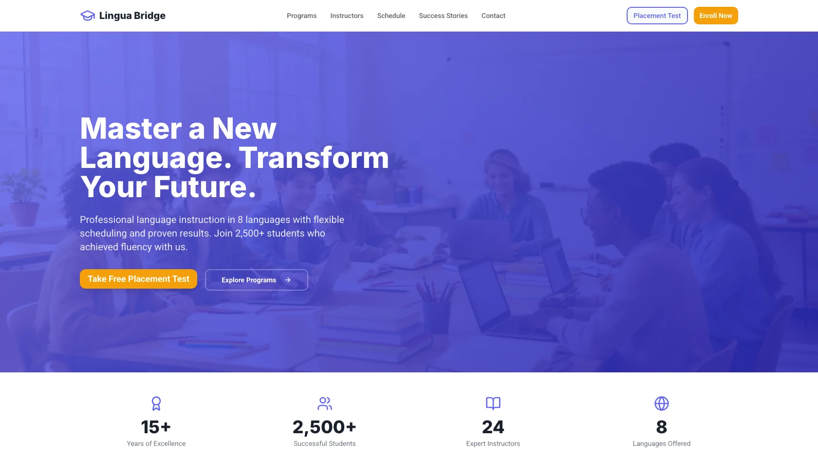 Language School Site — services template preview