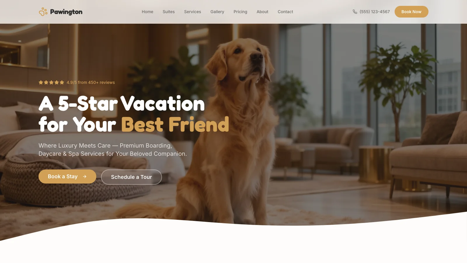 Pet Resort Page — services template preview