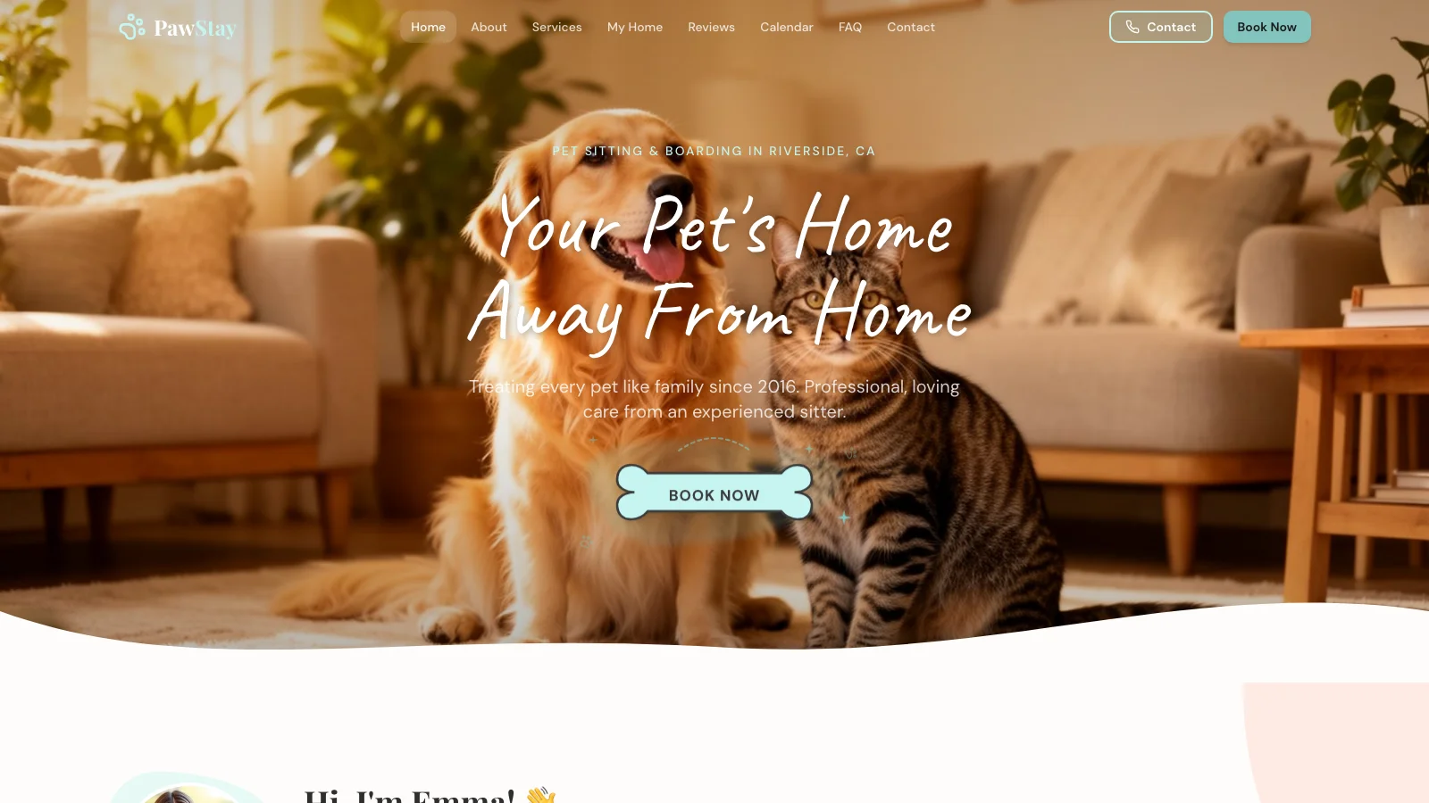 Pet Sitter Site — services template preview
