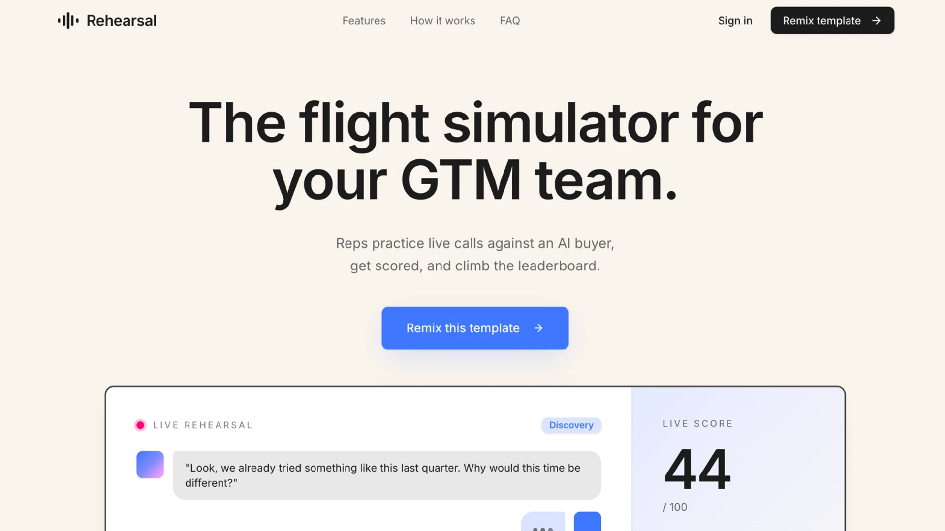 Sales Roleplay Trainer — internal tools template preview