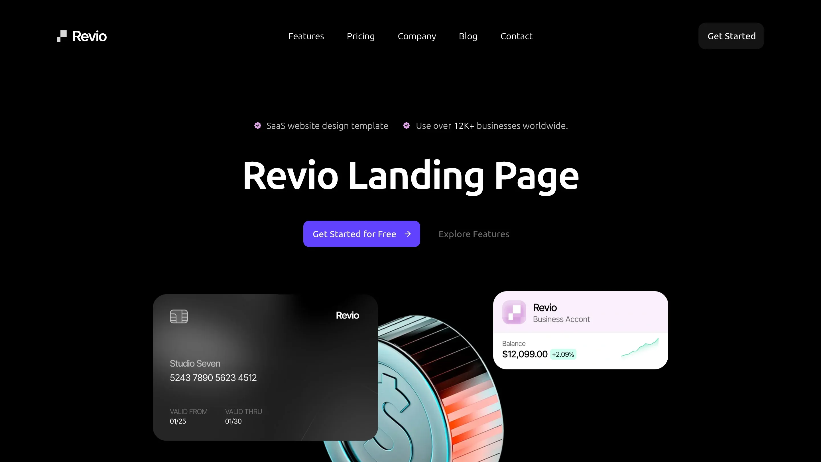 Vista previa de la plantilla Fintech SaaS Website