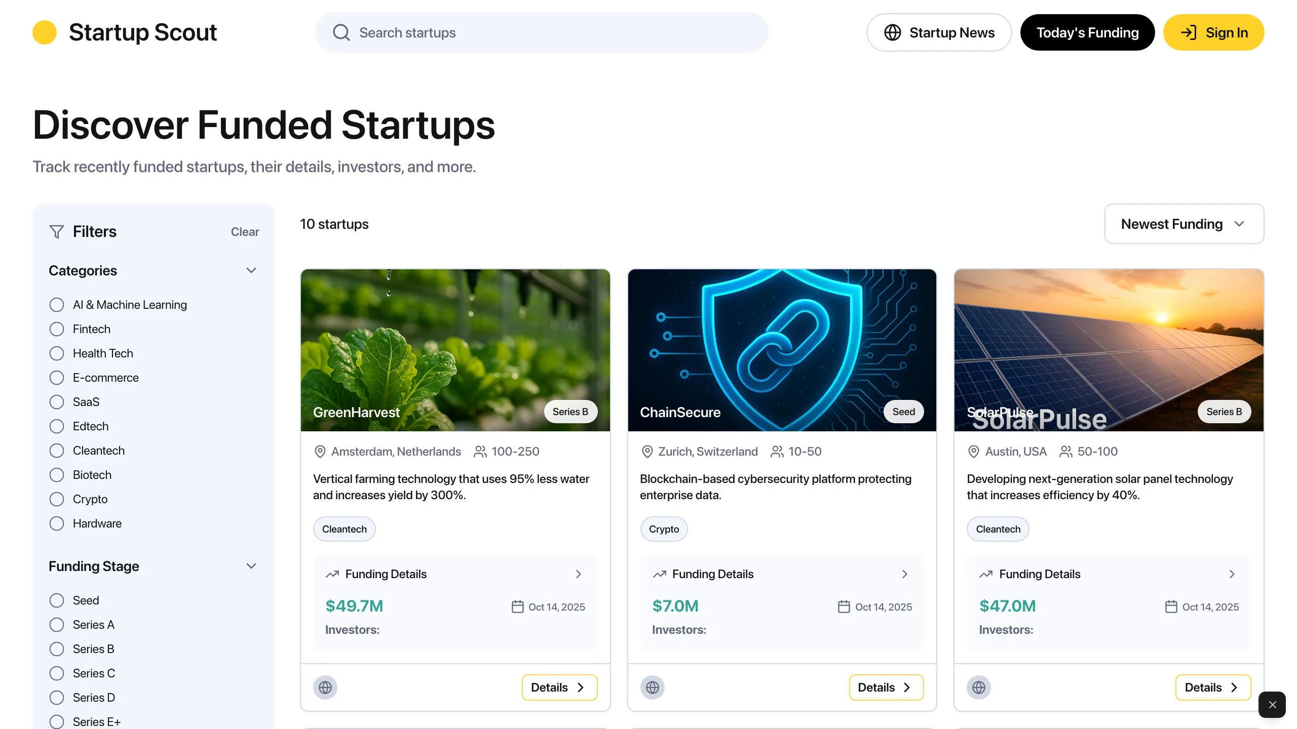 Startup Funding Tracker Template — saas template preview
