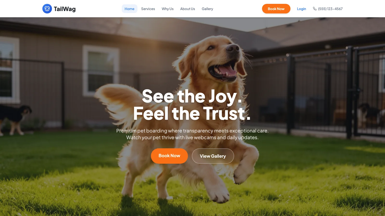 Pet Boarding Site — services template preview