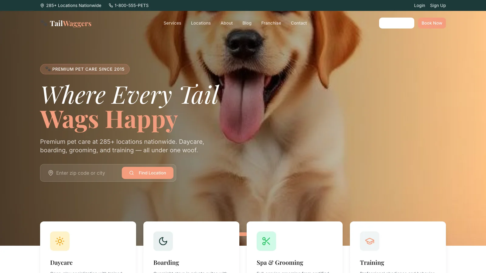 Pet Franchise Site — services template preview