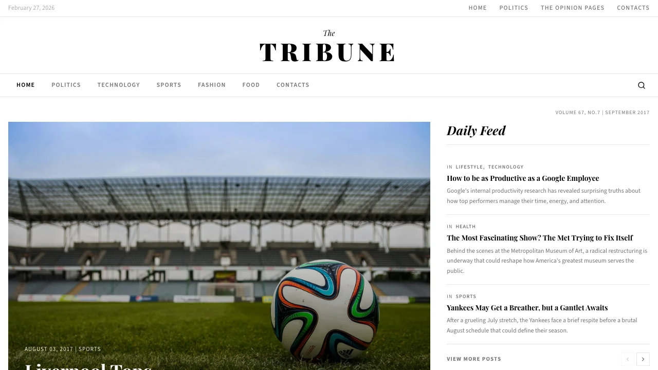 Multi-Topic News Site — editorial template preview