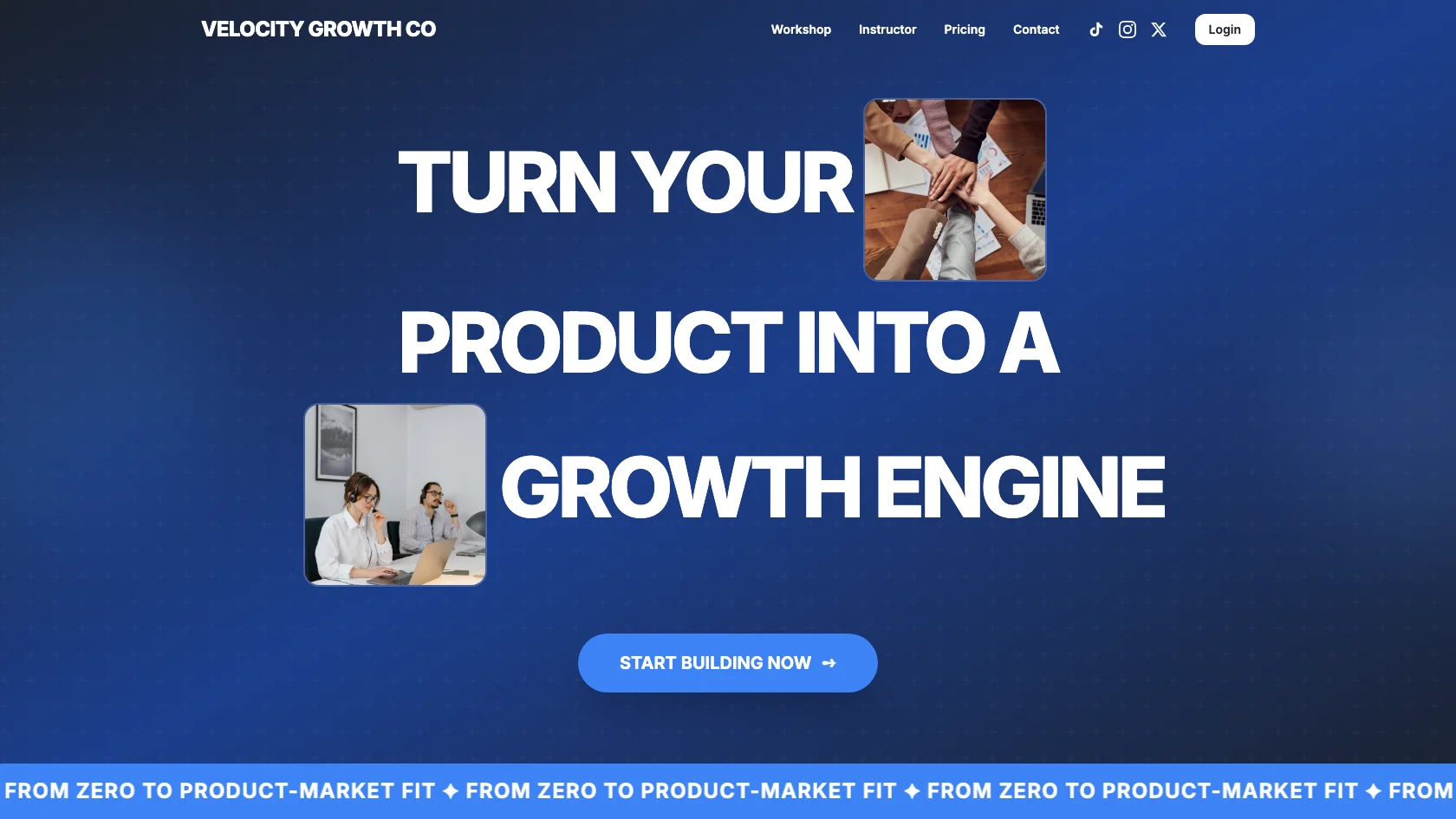 Growth Workshop Page — education template preview